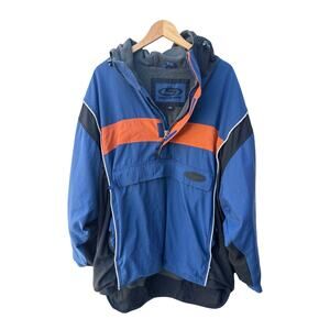 Structure Sport Hooded Pullover Jacket Mens Large Blue Orange Windbreaker